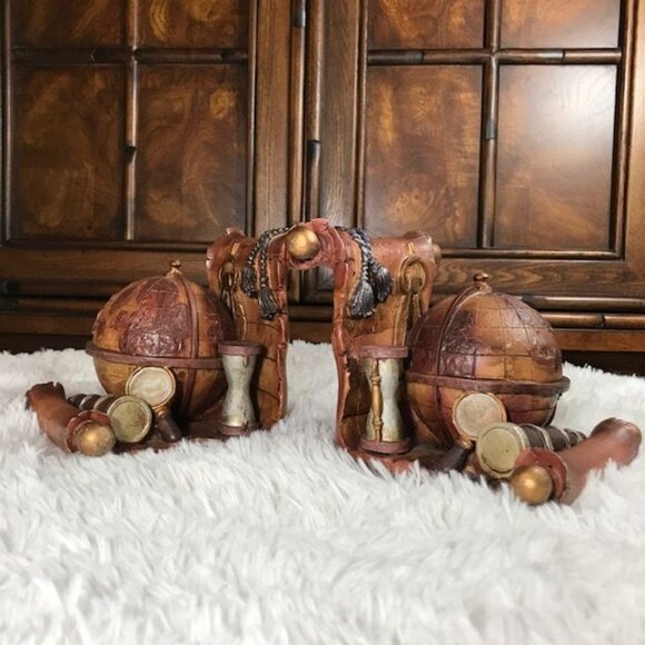 Old World Globe Antique Finished Weighted Resin Bookends - Picture 10 of 14